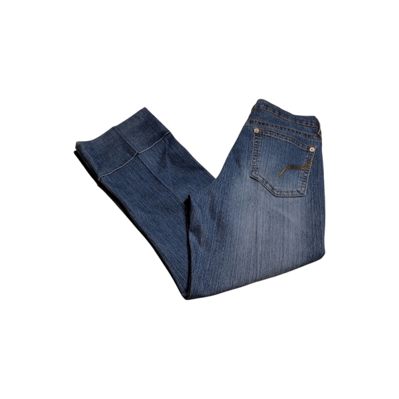 Gloria Vanderbilt Blue High Rise Mom Jeans Pre-Rolled Capris Size 8! - Picture 10 of 16